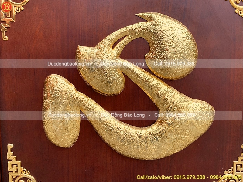 Tranh chữ Tâm khung Gỗ mạ vàng 24k