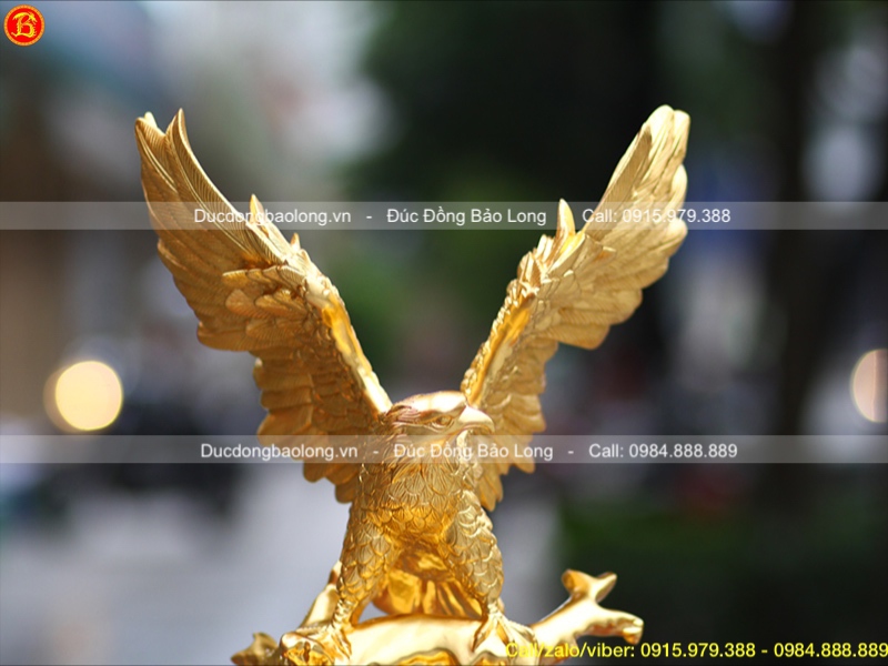 Tượng Chim Đại Bàng bằng đồng dát vàng 9999 cao 42cm