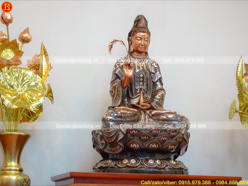Tượng Phật Bà Quan Âm bằng đồng 61cm cho chùa Vân Phong, Quảng Ninh