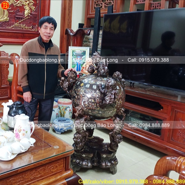 Đỉnh đồng thất lân trưng bày phòng khách cao 1m27 tại Nam Định