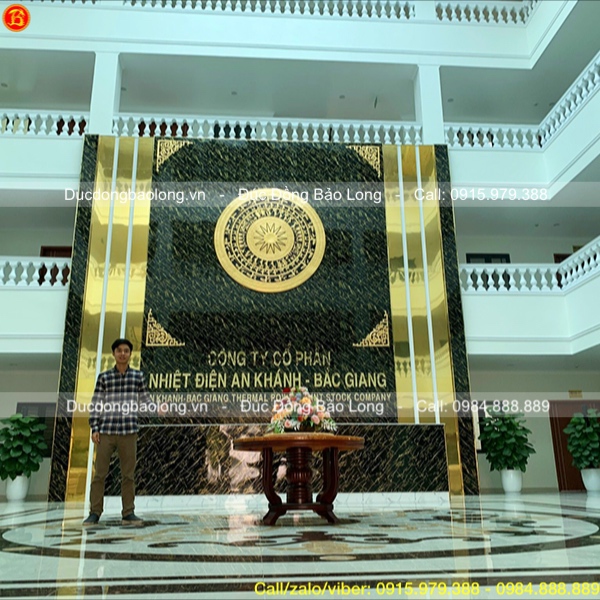 Lắp đặt mặt trống đồng dát vàng 9999 tại Nhiệt điện An Khánh, Bắc Giang
