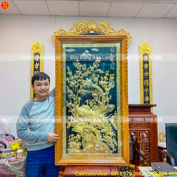Tranh Vinh Hoa Phú Quý mạ vàng 24k 1m55 x 88cm