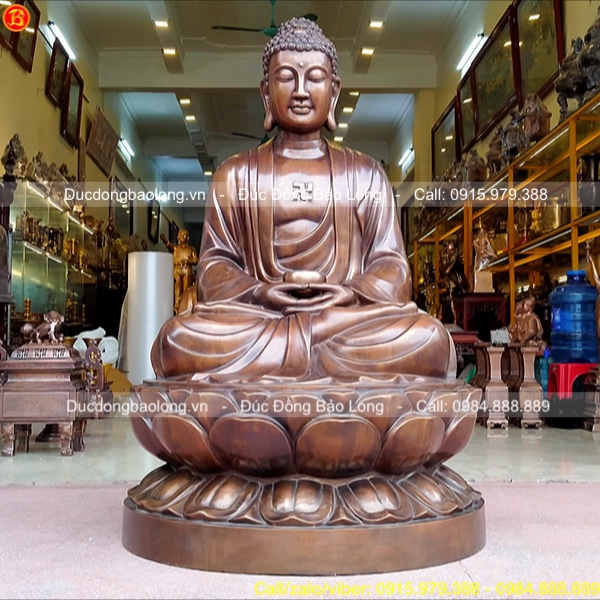 Tượng Phật A Di Đà bằng đồng đỏ cao 1m07