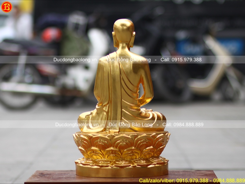 Tượng Phật Hoàng Trần Nhân Tông dát vàng cao 50cm