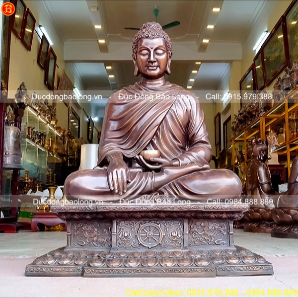 Tượng Phật Thích Ca ấn Địa Xúc ngồi bệ Kim Cang 1m1