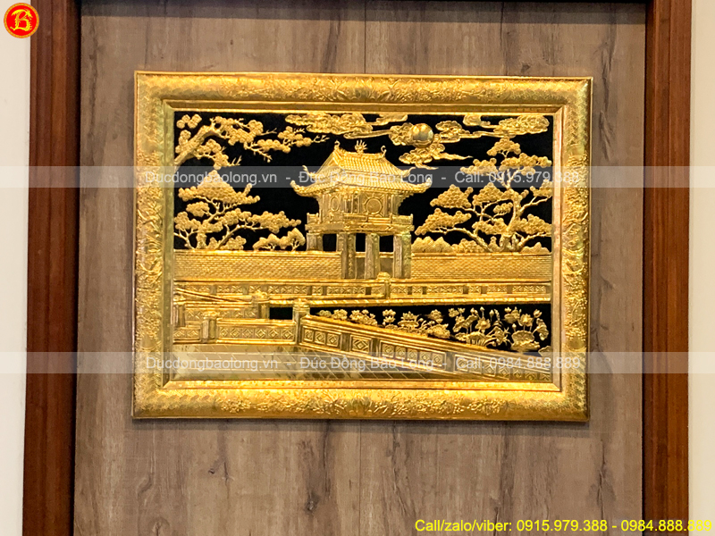 Tranh Khuê Văn Các 1m07 x 81cm Mạ Vàng Khung Đồng