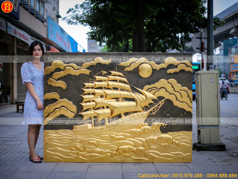 tranh Thuận Buồm Xuôi Gió 1m9 x 1m4 Dát vàng
