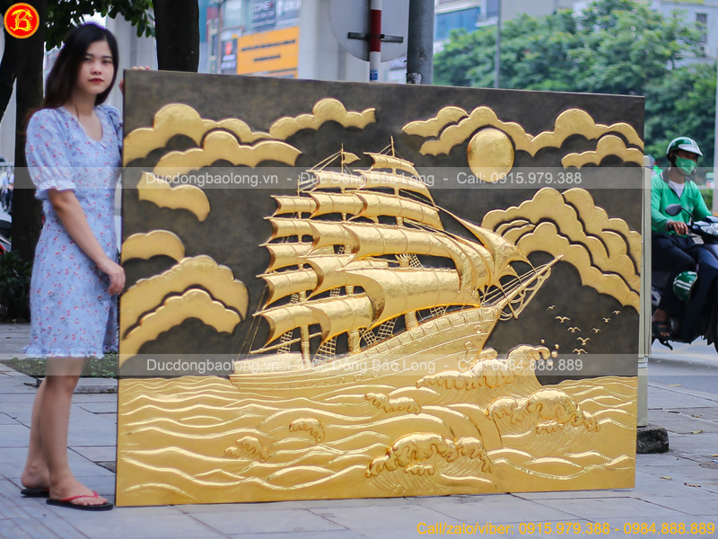 tranh Thuận Buồm Xuôi Gió 1m9 x 1m4 Dát vàng