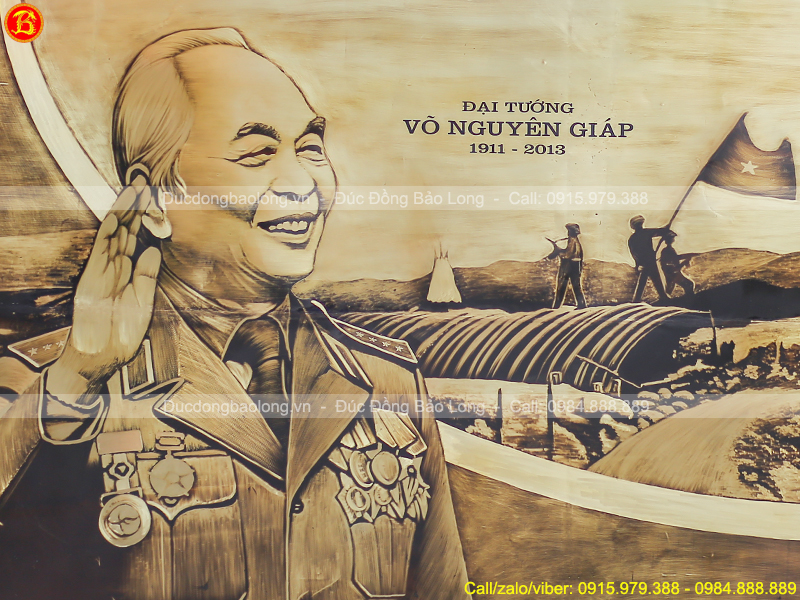 tranh khắc đồng Đại tướng Võ Nguyên Giáp 1m81
