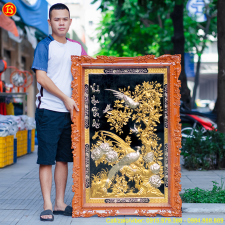 Tranh Vinh Hoa Phú Quý 86cm x 1m27 Dát Vàng Dát Bạc