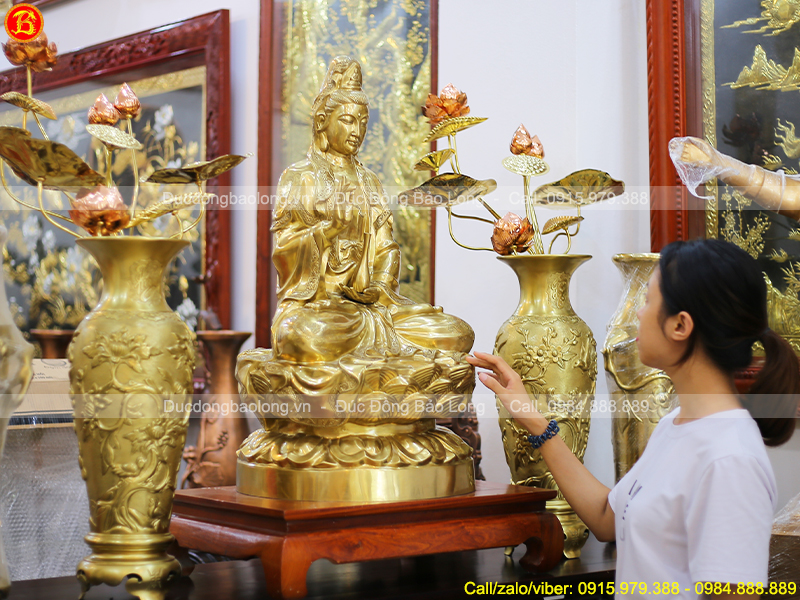 Tượng Phật Bà Quan Âm Cao 81cm Bằng Đồng Catut