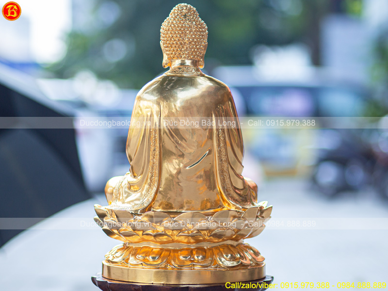 Tượng Phật Thích Ca Mâu Ni 48cm Bằng Đồng Dát Vàng