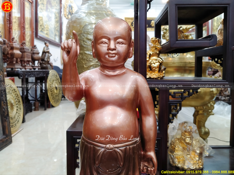 Tượng Phật Thích Ca Đản Sinh 42cm Bằng Đồng Giả Cổ
