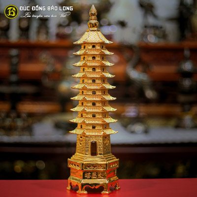 Tháp Văn Xương Bằng Đồng Mạ Vàng 24k Cao 40cm