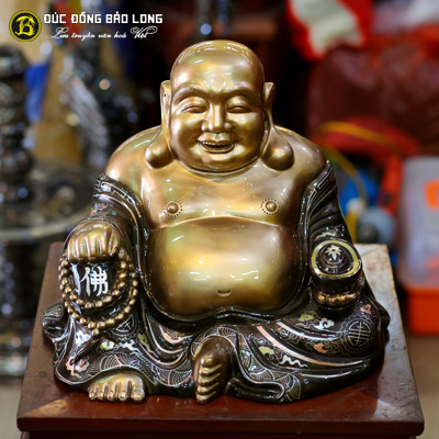 Tượng Phật Di Lặc Khảm Tam Khí Ngồi Cầm Tiền 30cm