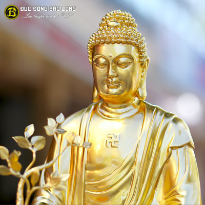 Tượng Phật Dược Sư 48cm Bằng Đồng Dát Vàng 9999