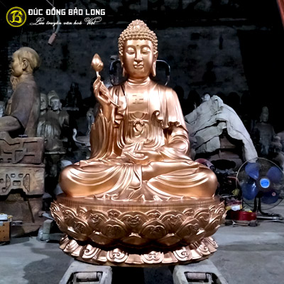Tượng Phật Thích Ca Niêm Hoa Vi Tiếu 1m07 Bằng Đồng