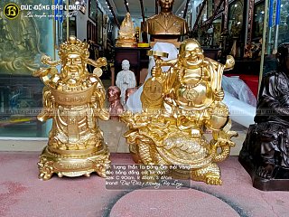 Tượng Phật Di Lặc Cưỡi Long Quy 90cm Bằng Đồng Catut