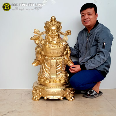 Tượng Thần Tài Ôm Thỏi Vàng 90cm Bằng Đồng Catut
