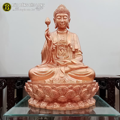 Tượng Phật Thích Ca Niêm Hoa Vi Tiếu 69cm Bằng Đồng