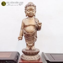 Tượng Phật Thích Ca Đản Sinh Bằng Đồng Đỏ 81cm