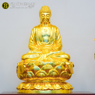 Tượng Phật A Di Đà Bằng Đồng 56cm Dát Vàng 9999