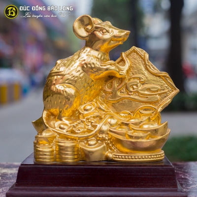 Tượng Chuột Tài Lộc Bằng Đồng 22cm Dát Vàng 9999