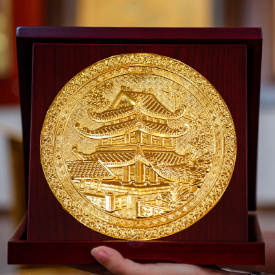 Tranh Quà Tặng Chùa Keo Bằng Đồng Mạ Vàng Khổ 23cm