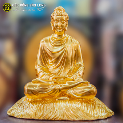 Tượng Phật Thích Ca Bằng Đồng 29cm Dát Vàng 9999