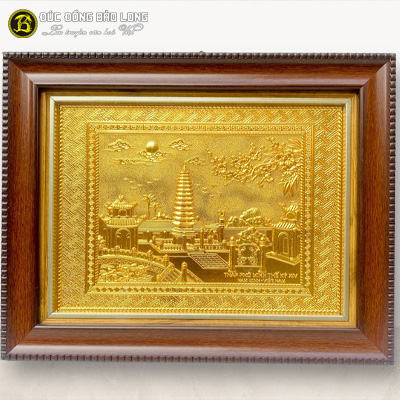 Tranh Chùa Phổ Minh 28cm x 34cm Mạ Vàng Khung Nhựa