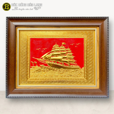 Tranh Thuận Buồm Xuôi Gió 28cm x 34cm Mạ Vàng Khung Nhựa