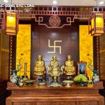 Bàn Giao Bộ Tượng Tam Thế Phật Cao 58cm Bằng Đồng Dát Vàng