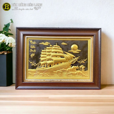 Tranh Thuận Buồm Xuôi Gió 28cm x 38cm Mạ Vàng Khung Nhựa