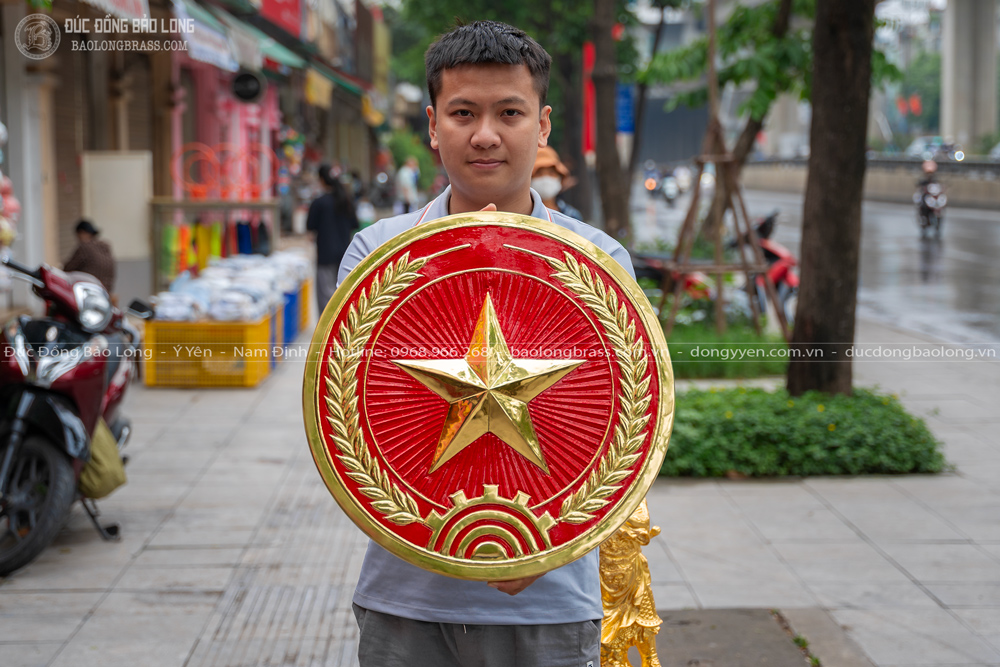 huy hiệu quân đội việt nam bằng đồng đk 51cm