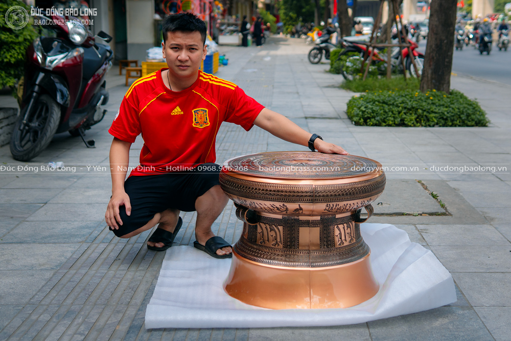 quả cầu ngũ long bằng đồng dát vàng 9999