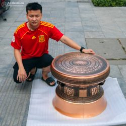 quả trống đồng Ngọc Lũ đường kính 60cm đúc bằng đồng đỏ