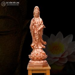 tượng phật bà quan âm bằng đồng đỏ cao 61cm