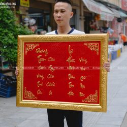 Tranh Chữ Hàng Đặt Theo Yêu Cầu Dát Vàng 24K Khổ 88cm x 69cm