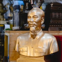 tượng Bác Hồ bằng đồng đỏ cao 45cm bán thân, màu mộc đẹp