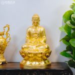 tượng Phật A Di Đà bằng đồng đỏ dát vàng 9999 cao 69cm