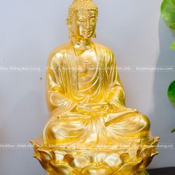 tượng Phật A Di Đà bằng đồng đỏ dát vàng 9999 cao 69cm