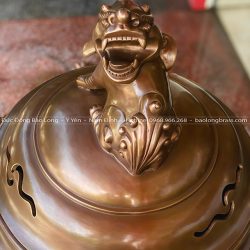 Đỉnh Đồng Dơi Ngũ Phúc Màu Giả Cổ Đúc Thủ Công Bằng Đồng Đỏ Cao 1m07