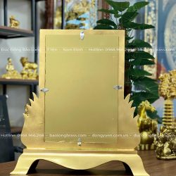 Khung Ảnh Thờ Đúc Bằng Đồng Đỏ Dát Vàng 9999 Cao 41Cm