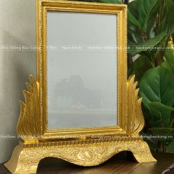 Khung Ảnh Thờ Đúc Bằng Đồng Đỏ Dát Vàng 9999 Cao 41Cm