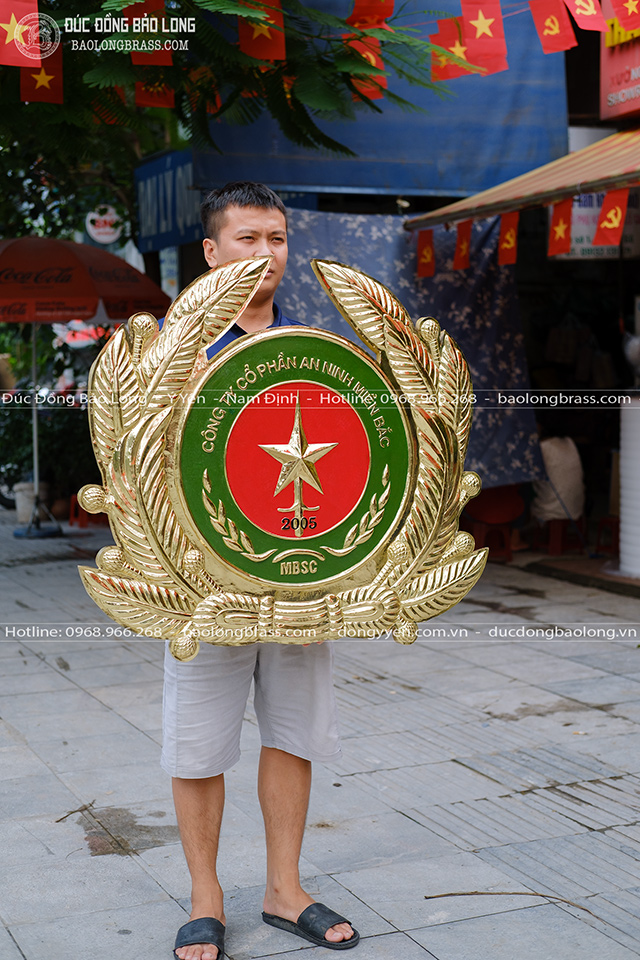 LOGO Công Ty Cổ Phần An Ninh Miền Bắc Bằng Đồng Vàng 90Cm