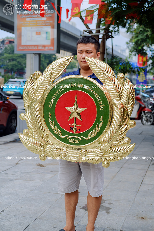LOGO Công Ty Cổ Phần An Ninh Miền Bắc Bằng Đồng Vàng 90Cm
