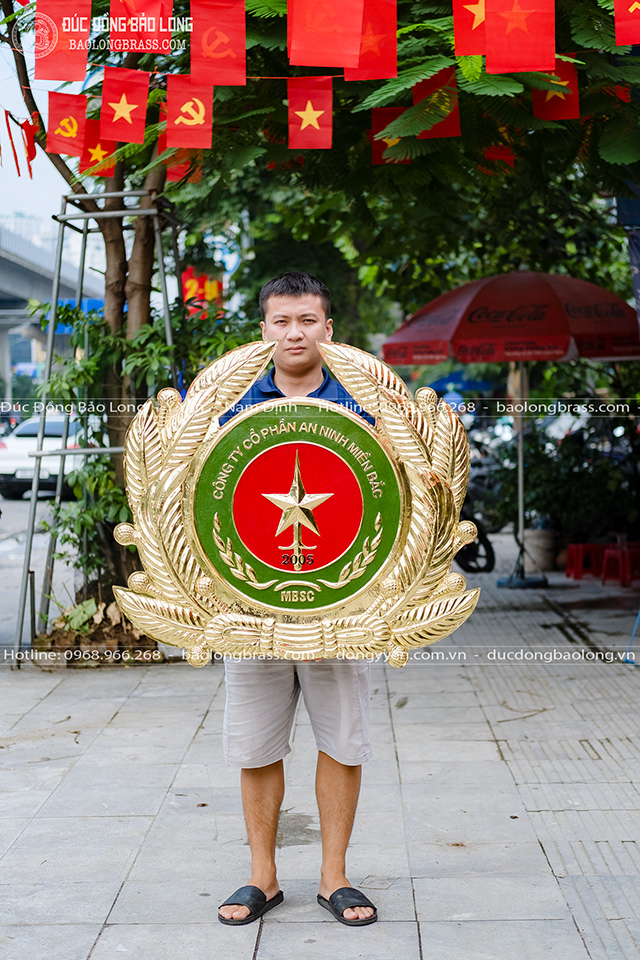 LOGO Công Ty Cổ Phần An Ninh Miền Bắc Bằng Đồng Vàng 90Cm