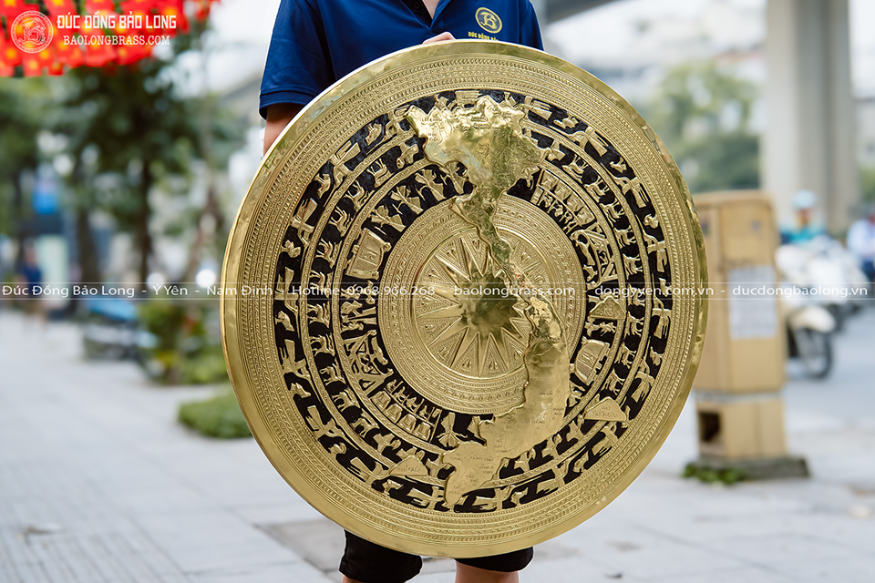 Mặt Trống Đồng Hình Bản Đồ Việt Nam Mới 34 Tỉnh Thành ĐK 80Cm
