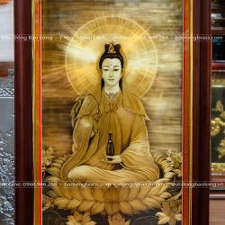 Tranh khắc Phật Bà Quan Âm bằng đồng kích thước 50cm x 80cm