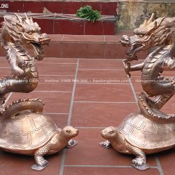 Tượng Long Quy (Rồng Cưỡi Rùa) bằng đồng đỏ cao 61cm